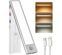 Yiduohua Under Cabinet Kitchen Lights, 20cm LED Motion Sensor Lights Indoor, 3 Color Stepless Dimming & 3 Modes Rechargeable Wardrobe Lights for Cupboard, Kitchen, Bedroom, Hallway (1pc)