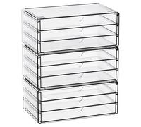 Yieach 11.1 Inch Long Clear Drawer Organizers Stackable,3 Pack Small Acrylic Drawers,School,Office Supplies Organizer And Storage Bins for Stationery,Marker,Pen,Pencil,Craft Desktop Storage Drawers