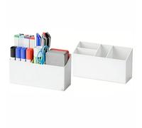 Yieach 2 Pack Magnetic Marker Holder for Whiteboard with Magnet and Adhesive - Non Slip Acrylic Magnetic Pen Cup and Dry Erase Marker Holder for Expo,Refrigerator,Locker and Classroom Organizer,White