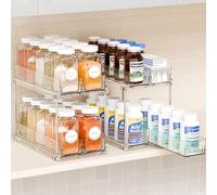 Yieach 2 Tier Sliding Spice Racks for Cabinets,2 Pack 10.4'' Deep Narrow Vertical Spice Rack Pull Out for Inside Cabinets,Kitchen,Pantry,Cupboard Seasoning,Jar Organizer and Medicine Cabinet Storage