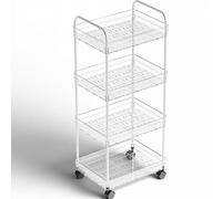 Yieach 4 Tier Acrylic Clear Rolling Cart with Wheels,Plastic Storage Cart on Wheels for Bedside,Dorm Room,Bathroom Organizers and Storage Shelf,Utility Cart Organizer for Snack,Craft,Art,Makeup,Baby