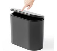 Yieach Black 12L Pet/Dog Proof Bathroom Trash Can with Lid,3.17 Gallon Slim Trashcan and Skinny Small Covered Trash Can for Kitchen,Office,RV,Bedroom and Dorm,Plastic Covered Wastebasket,Garbage Can