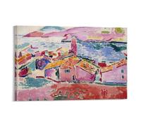 YIEANBAO Henri Matisse Poster Fauvist Famous Painting (View of Collioure) Canvas Print Art Poster, Wall Art Home Decoration Painting; Frame; 24x36inch(60x90cm)
