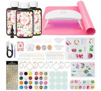 YIEHO 300g UV Resin Kit with Light and Moulds, Upgraded Crystal Clear Hard UV Curing Premixed Epoxy Resin Starter Jewelry Making Kit for DIY Keychain, Earring and Necklace