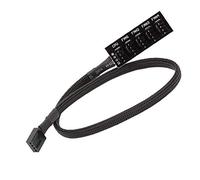 YieJoya 4 Pin PWM Fan Hub, 4 Pin Connector for CPU Fan PC Fan Hub, Fan Power Supply Cable Splitter 4 PIN/3PIN Sleeved Hub Adapter Cable for 12V Desktop Computer Cooler Case Fan (5 Way)
