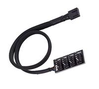 YieJoya PWM Fan Hub, Fan Power Supply Cable Splitter 4 PIN/3PIN Sleeved Hub Adapter Cable, for 12V Desktop Computer Cooler Case Fans(4 Ways)