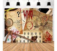 Yieldeer Spy Detective Backdrop 7x5ft Murder Crime Scene Photo Fingerprint Clues Evidence Top Secret Mission Mystery Party Decorations Photography Background Inference Theme Supplies Banner
