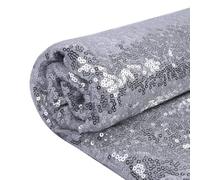 YIEMI Silver Sequin Fabric 5 Yards Glitter Sparkly Shiny Sequin Fabric for Christmas Fashionable Clothing Toy Decoration Tablecloth and DIY Etc(5 Yard, Silver)