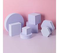Yiemoge 8PCS Geometric Cube Photo Props Set, Hard Foam Photography Background Props for Goods, Crafts, Lipstick, Jewelry, Cosmetics, Makeup Tools, Food (Purple)