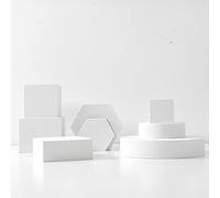 Yiemoge 8PCS Geometric Cube Photo Props Set, Hard Foam Photography Background Props for Goods, Crafts, Lipstick, Jewelry, Cosmetics, Makeup Tools, Food (White)