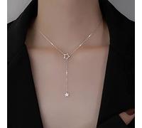 Yienate Boho Crystal Star Y Necklace Choker Vintage Silver Tiny Star Pendant Necklace Hip-hop Filled Rhinestone Star Choker Rock Statement Necklace Charm Jewelry for Women and Girls