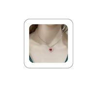 Yienate Boho Crystal Tennis Necklace Choker Sparking Red Rhinestone Heart Pendant Necklaces Pave Crystal Heart Charm Necklace Statement CZ Bridal Wedding Necklace Jewelry for Women and Girls