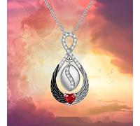 Yienate Crystal Angel Wing Necklace Gothic Angel and Devil Wing Necklace Filled Rhinestone Heart Symbol of Love Pendant Statement Black White Angel Wing Friendship Necklace Jewelry for Women Girls