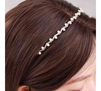 Yienate CZ Rhinestones Wedding Headbands Sparkling Gold Crystal Crown Hairbands Tiara Faux Pearl Rhinestones Headdress Bridal Crown Hair Hoop Wedding Hair Accessories for Women Girls