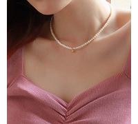 Yienate Dainty Pearl Choker Necklace Chain Tiny Gold Ball Pendant Collar Minimalist Charm Necklace Jewelry for Women and Girls