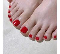 Yienate False Nail for Toe Red Chic Exquisite Fake Nail for Toes Full Cover Nail Tips Foot Nails 24Pcs