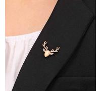 Yienate Fashion Elk Horns Brooch Pin Vintage Antlers Collar Pin Christmas Breastpin Lucky Gold Reindeer Pin Clothes Pin Jewelry Gifts for Men and Women