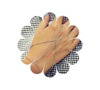 Yienate Fashion Multilayer Tassel Chain Finger Ring Bracelet Layered Bracelet Hand Bundle Slave Bracelet for Women and Girls (Silver)