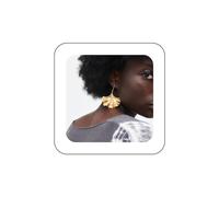Yienate Ginkgo Leaf Earrings Gold Boho Ginkgo Leaf Flower Drop Earrings Palm Leaf Dangle Earrings Statement Geometric Sectored Monstera Leaf Hook Earrings Jewelry for Women and Girls
