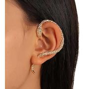 Yienate Gothic Snake Ear Cuff Wrap Earring Gold Animals Crawler Climbers Snake Stud Earring Punk Snake Ear Jacket Piercing Wrap Earring Snake Hanging Statement Left Earrings Jewelry for Women Girls
