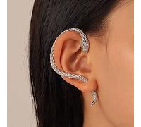 Yienate Gothic Snake Ear Cuff Wrap Earring Silver Animals Crawler Climbers Snake Stud Punk Snake Ear Jacket Piercing Wrap Earring Snake Hanging Statement Right Earrings Jewelry for Women Girls