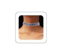Yienate Gothic Velvet Choker Necklace Chain Vintage Lolita Leather Ribbon Necklace Sexy Silver Velvet Short Collar Necklace Glittering Velvet Cosplay Costume Jewelry for Women and Girls
