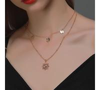 Yienate Layered Sunburst Sequin Choker Necklace Boho Gold Sun Pendant Necklace Sequin Necklace Charm Celestial Necklace Jewellery Gift for Women Girls