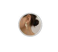 Yienate Long Pearl Tassel Drop Earrings Multi Beaded Cluster Chandelier Pearls Dangle Earrings Gold Pearl Chain Earrings Statement Bridal Pearl Earrings Jewelry for Women Girls