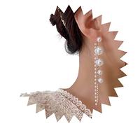 Yienate Long Pearl Tassel Drop Earrings Vintage Gold Tiny Crystal Pearl Dangle Earrings Rhinestones Tassel Dangle Pearl Statement Earrings Prom Earrings Jewelry for Women Girls