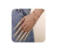 Yienate Pack of 1 Gothic Ancient Queen Bracelet Witch Finger Nails Tip Claw Bracelet Gold Boho Belly Dance Costume Hand Chain Slave Circle Bracelet Indian Gypsy Harness Bracelet Jewelry for Women