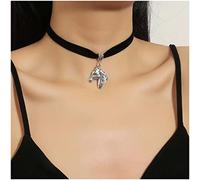 Yienate Punk Black Velvet Choker Necklace Vintage Silver Horse Head Pendant Necklace Black Suede Rope Chain Choker Gothic Statement Kentucky Derby Necklace Charm Jewelry for Women and Girls