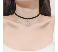 Yienate Punk Black Velvet Choker Necklace Vintage Silver Snake Pendant Necklace Suede Rope Chain Choker Gothic Statement Animal Serpent Choker Necklace Charm Jewelry for Women and Girls