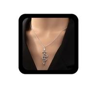 Yienate Punk Snake Necklace Silver Vintage Sword Cross Pendant Necklace Unique Matching Sword Through Serpent Necklaces Gothic Dagger Knife Animal Snake Necklaces Jewelry for Women