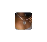 Yienate Silver CZ Rhinestone Tennis Chain Sparkly Large Butterfly Pendant Necklace Choker Bling Crystal Butterfly Prom Necklace Jewelry Gift for Women Girls
