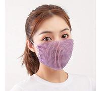 Yienate Sparkly Rhinestone Masquerade Mask Transparent Mesh Mask Halloween Nightclub bling Crystal Face Mask Fashion Decoration Mask Jewelry for Women and Girls (Purple)