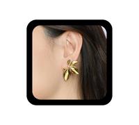 Yienate Trendy Flower Earrings Gold Vintage Geometric Ginkgo Leaf Earrings Maple Leaf Drop Earring Statement Floral Drop Dangle Earring Irregular Petal Ear Jewelry for Women