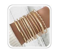 YienDoo 10Pcs Boho Indian Gold/Silver Bangle Bracelets Set Funky Indian Bollywood Multiple Bangles Punk Chunky Layered Stacking Textured Bracelets Ethnic Wedding Outfit Bracelets Jewelry for Women