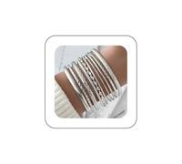 YienDoo 10Pcs Boho Indian Gold/Silver Bangle Bracelets Set Funky Indian Bollywood Multiple Bangles Punk Chunky Layered Stacking Textured Bracelets Ethnic Wedding Outfit Bracelets Jewelry for Women