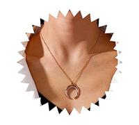 YienDoo Boho Crescent Moon Necklace Choker Vintage Gold Horn Shaped Crescent Moon Pendant Necklaces Statement Half Moon Necklace Jewelry for Women