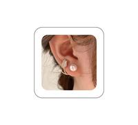 YienDoo Boho Tulip Ear Cuffs with Gold Pave Rhinestone Flowers - Pearl & Crystal Flora Climbers - Women's Statement Earrings, Pearl