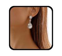 YienDoo Funky Crystal Teardrop Dangle Earrings Statement Ruby/Emerald/Sapphire/White Birthstone Earrings Rhinestone Drop Earrings CZ Crystal Wedding Bridal Earrings Jewelry for Women, Zinc, No