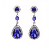 YienDoo Funky Crystal Teardrop Dangle Earrings Statement Ruby/Emerald/Sapphire/White Birthstone Earrings Rhinestone Drop Earrings CZ Crystal Wedding Bridal Earrings Jewelry for Women, Zinc, No
