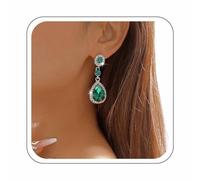 YienDoo Funky Crystal Teardrop Dangle Earrings Statement Ruby/Emerald/Sapphire/White Birthstone Earrings Rhinestone Drop Earrings CZ Crystal Wedding Bridal Earrings Jewelry for Women, Zinc, No