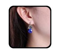 YienDoo Funky Crystal Teardrop Stud Earrings Statement Sapphire Pineapple Flower Crystal Dangle Earrings Blue Rhinestone Earrings CZ Crystal Wedding Bridal Earrings Jewelry for Women