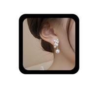 YienDoo Funky Pearl Crystal Tassel Drop Earrings Vintage Multi Beaded Pearl Cluster Chandelier Dangle Earrings Gold French Pearl Chain Earrings Statement Bridal Jewelry for Women