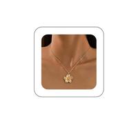 YienDoo Gold Flower Necklace Hibiscus Flower Pendant Necklace Minimalist Floral Necklaces Chain Statement Floral Choker Hawaiian Summer Jewelry for Women