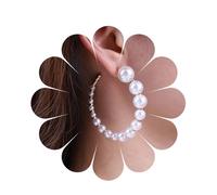 YienDoo Large Pearl Hoop Drop Dangle Earrings Vintage Gold Circle Hoop Earrings Lightweight Geometric Open Loop Earrings Punk Statement Hollow Hoop Pearl Earrings Jewelry for Women, Zinc, No Gemstone