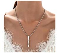 YienDoo Punk 3D Bar Necklace Choker Vintage Silver Twisted Cube Bar Pendant Y Necklace Chain Cool Unisex Vertical Cuboid Stick Pendant Necklace Statement Big Bar Necklace Jewelry for Women and Men