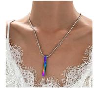 YienDoo Punk 3D Bar Pendant Necklace Choker Vintage Colorful Twisted Cube Bar Y Necklace Cool Unisex Vertical Cuboid Stick Pendant Necklace Statement Big Bar Necklace Jewelry for Women and Men