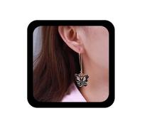 YienDoo Punk Butterfly Skull Dangle Drop Earring Black Silver Skull Heads Butterfly Charm Long Hook Drop Earrings Statement Skull Moth Earrings Gothic Skull Halloween Jewelry for Women, Metal